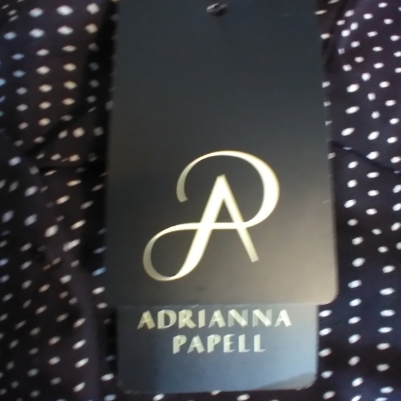 NWT Adrianna Papell Black and White Polka Dot Sleeveless Top Tie Front Size L - Picture 6 of 11